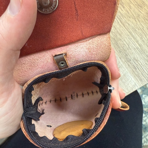 Handmade Embossed name AMY Genuine Leather Owl Coin Purse with Wrist Strap - Picture 6 of 6